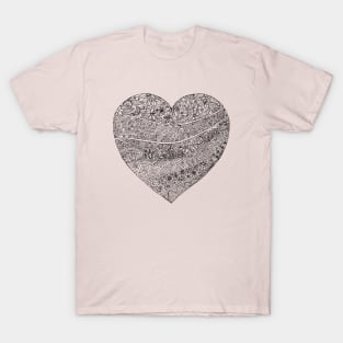 Doodles in Love shape - Hand art T-Shirt